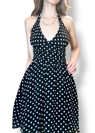 Летнее платье миди в горошек на завязках