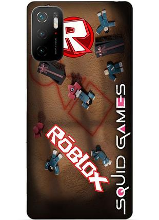 Силиконовый бампер чехол для xiaomi poco m3 pro с рисунком roblox игра в кальмара роблокс