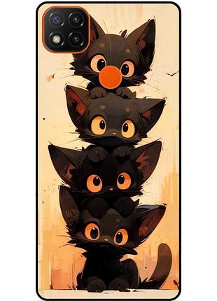 Силиконовый бампер чехол для xiaomi redmi 9c с рисунком котики