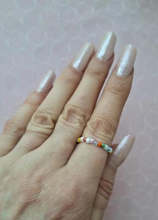 Лот кольца ручн работ бисер тренд hand made каблуч белый перстень тренд нежно бижут лот комплект 16 17 18 размер 3