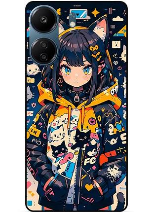 Силіконовий бампер чохол для xiaomi poco c65 з малюнком котики аніме