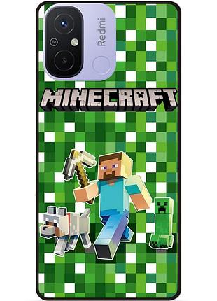Силіконовий чохол бампер для xiaomi redmi 12c стів minecraft кріпер майнкрафт