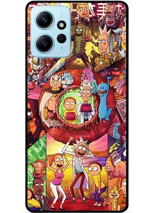 Силиконовый чехол бампер для xiaomi redmi note 12 с картинкой rick and morty рик и морти