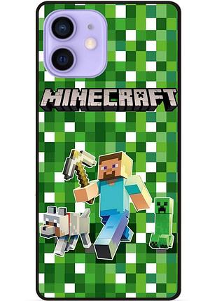 Силіконовий чохол бампер для iphone 12 mini стів minecraft кріпер майнкрафт