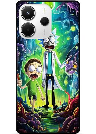 Силиконовый чехол бампер для xiaomi redmi note 14 с рисунком рик и морти rick and morty