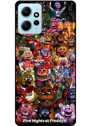 Силиконовый бампер чехол для xiaomi redmi note 12 с рисунком аниматроники freddy фредди