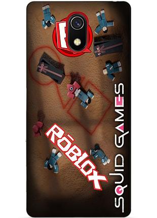 Силиконовый бампер чехол для xiaomi redmi 8a с рисунком roblox игра в кальмара роблокс