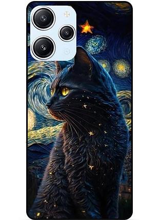Силіконовий бампер чохол для xiaomi redmi 12 з малюнком кішка ван гог зіркова ніч