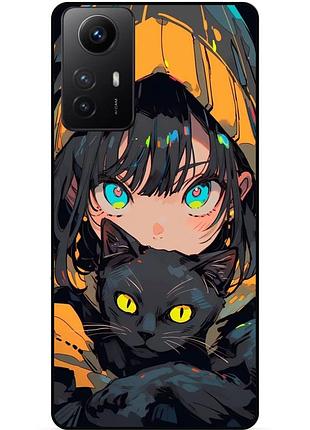 Силіконовий бампер чохол для xiaomi redmi note 12s з малюнком котик аніме