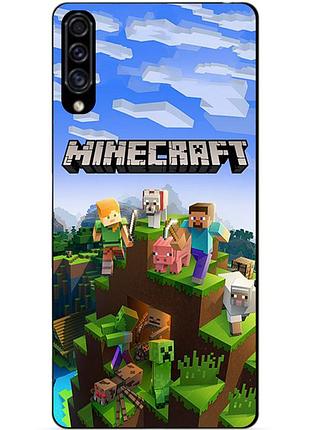 Силиконовый бампер чехол для samsung a70 с рисунком minecraft майнкрафт