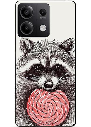 Чехол силиконовый бампер для xiaomi redmi note 14s с рисунком енот