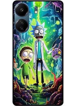 Силиконовый чехол бампер для xiaomi poco c65 с рисунком рик и морти rick and morty