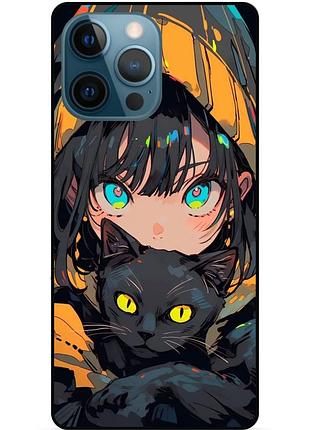 Силиконовый бампер чехол для iphone 11 pro max с рисунком аниме котик