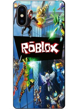 Силиконовый бампер чехол для iphone xs с картинкой roblox роблокс