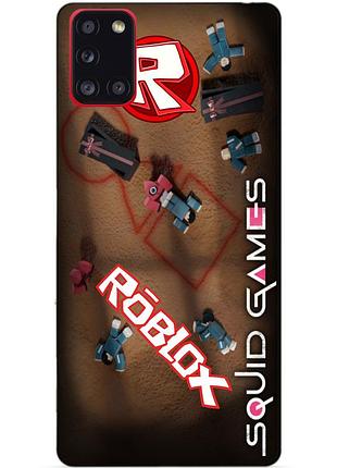 Силиконовый бампер чехол для samsung a31 с рисунком roblox игра в кальмара роблокс