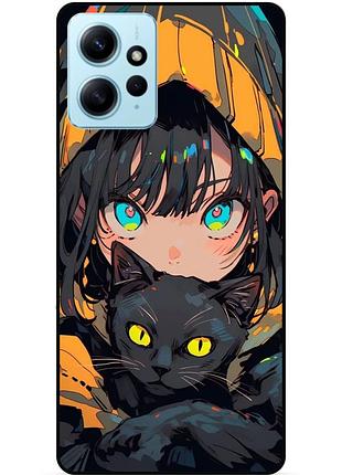 Силіконовий бампер чохол для xiaomi redmi note 12 з малюнком котик аніме