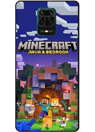 Силиконовый бампер чехол для xiaomi redmi note 9 pro с картинкой майнкрафт minecraft