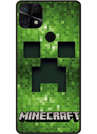 Силиконовый чехол бампер для xiaomi redmi 10c с рисунком крипер minecraft майнкрафт