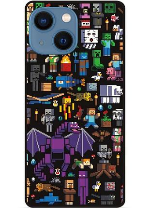 Силіконовий чохол бампер для iphone 15 plus з картинкою minecraft майнкрафт