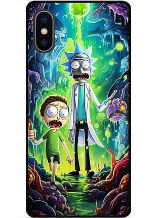 Силиконовый чехол бампер для iphone xr с рисунком рик и морти rick and morty