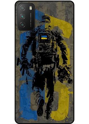 Силиконовый бампер чехол для xiaomi poco m3 с рисунком зсу украина боец