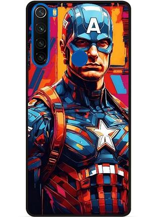 Чехол силиконовый бампер для xiaomi redmi note 8t с рисунком капитан америка marvel captain america