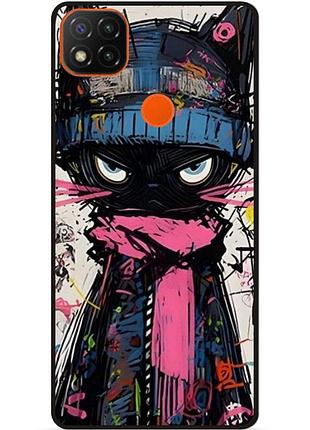 Чехол силиконовый бампер для xiaomi redmi 9c с рисунком кот аниме marvel