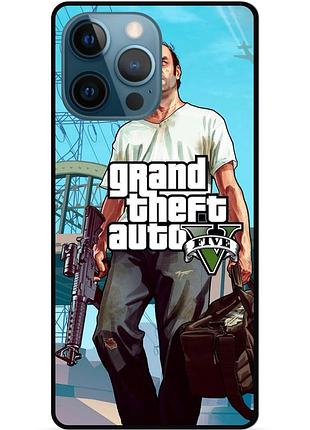 Силиконовый чехол бампер для iphone 14 pro max с рисунком гта gta