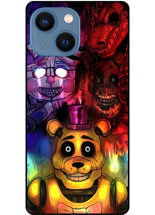 Силиконовый бампер чехол для iphone 15 с рисунком фредди freddy аниматроники