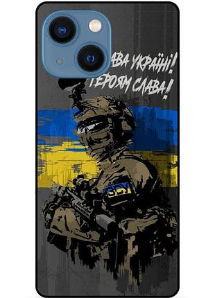 Силиконовый бампер чехол для iphone 14 plus с рисунком зсу украина героям слава
