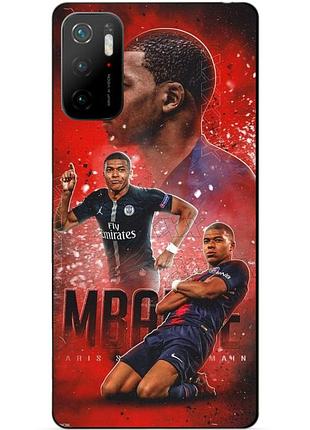 Силиконовый бампер чехол для xiaomi poco m3 pro с рисунком мбаппе psg mbappe