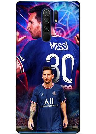 Силиконовый бампер чехол для xiaomi redmi 9 с рисунком месси псж messi