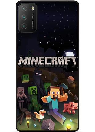 Силиконовый чехол бампер для xiaomi poco m3 игра майнкрафт minecraft