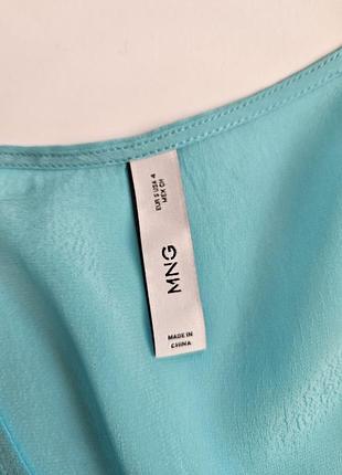 Романтичная блуза mango из вискозы с воланами в цвете морской лазури 7