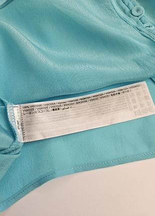 Романтичная блуза mango из вискозы с воланами в цвете морской лазури 8