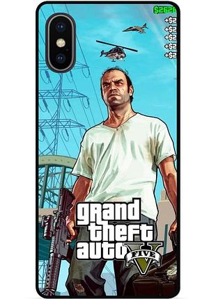 Силиконовый чехол бампер для iphone xs с рисунком gta гта