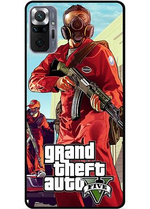 Силиконовый чехол бампер для xiaomi redmi note 10 pro с картинкой gta гта