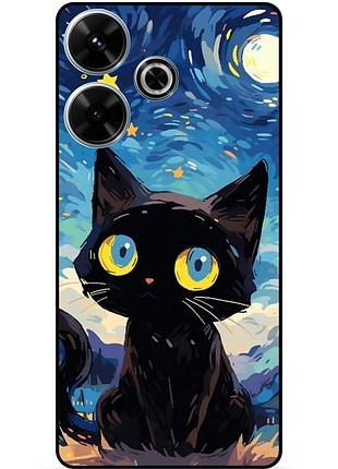 Силіконовий бампер чохол для realme c53 котик ван гог зіркова ніч