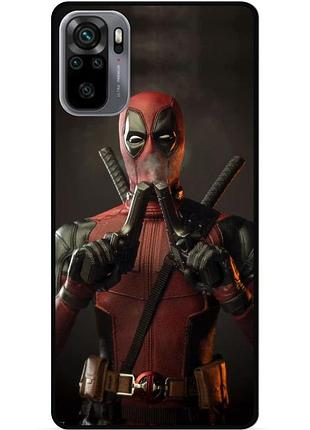 Силиконовый бампер чехол для xiaomi redmi note 10s с рисунком дэдпул deadpool