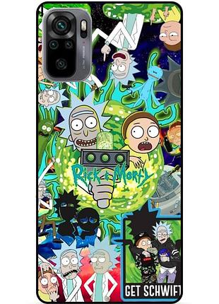 Силиконовый бампер чехол для xiaomi redmi note 10s с рисунком rick and morty рик и морти