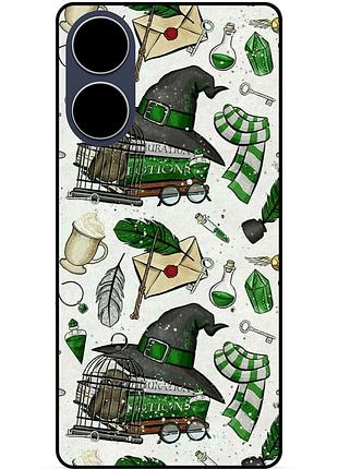 Силиконовый бампер чехол для oppo a17 с картинкой слизерин slytherin гарри поттер harry potter