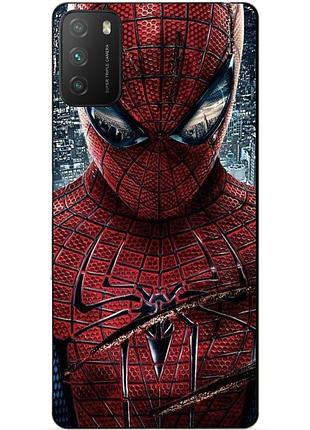 Силиконовый бампер чехол для xiaomi poco m3 человек паук spider man