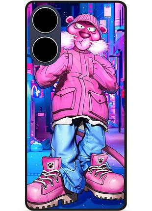 Чехол силиконовый бампер для oppo a17 с рисунком розовая пантера marvel