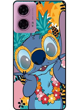 Силиконовый бампер чехол для motorola moto g24 power с рисунком стич stitch