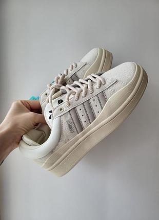 Розкішні жіночі та чоловічі кросівки adidas campus x bad bunny cream beige молочно-бежеві