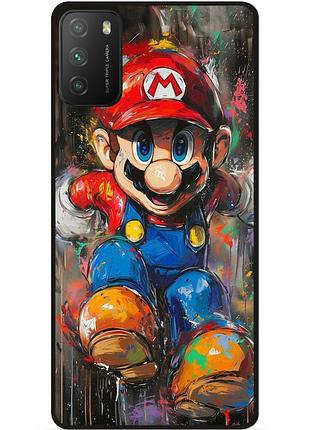 Чехол силиконовый бампер для xiaomi poco m3 с рисунком марио marvel mario