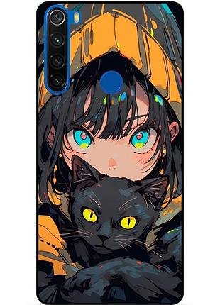 Силиконовый бампер чехол для xiaomi redmi note 8t с рисунком аниме котик