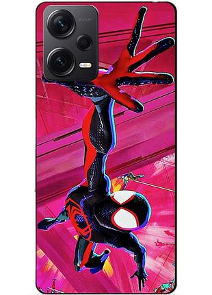 Силиконовый бампер чехол для xiaomi redmi note 12 pro plus с рисунком spider man человек паук майлз моралес