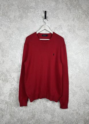 Чоловічий светр polo ralph lauren original, червоний колір, бавовна , розмір м