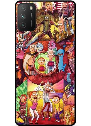 Силиконовый чехол бампер для xiaomi poco m3 с картинкой rick and morty рик и морти